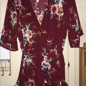 Maroon floral romper